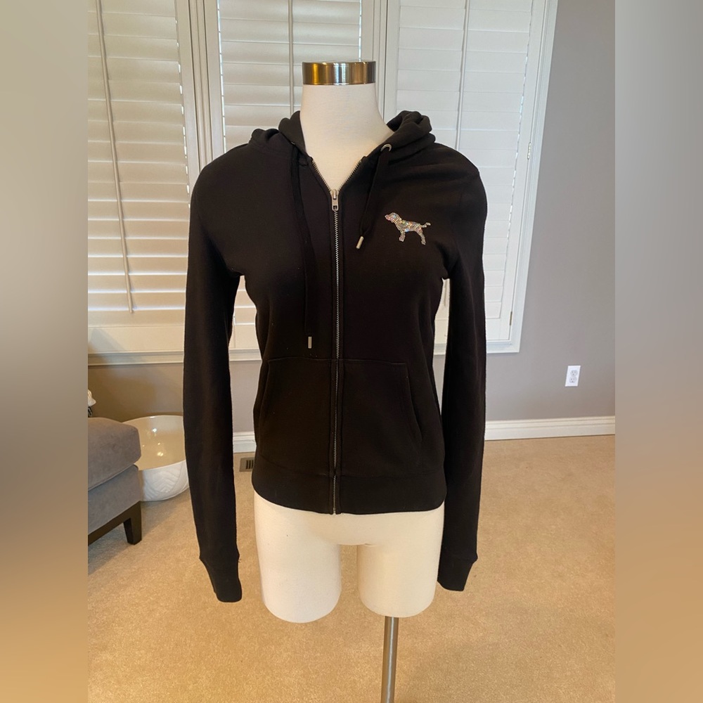 PINK Zip Up sequin hoodie (NWOT) Size XS